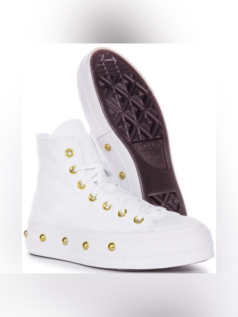 Converse Platform Sneakers Rare White Gold Grommet EUC - Size 7 Barely Worn